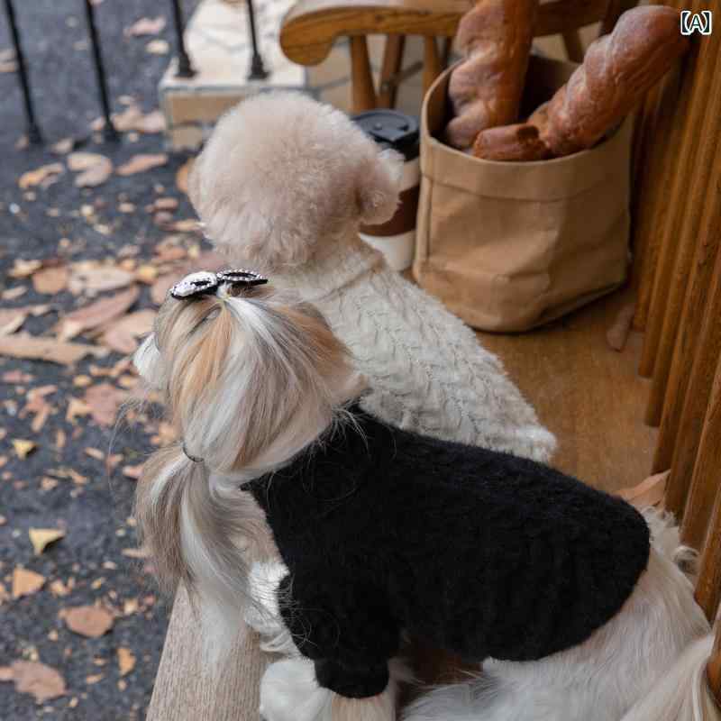 犬用 セーター カーディガン フレンチ プラッシュ レース 子犬 犬 子猫 セーター 冬 テディ ビション ..