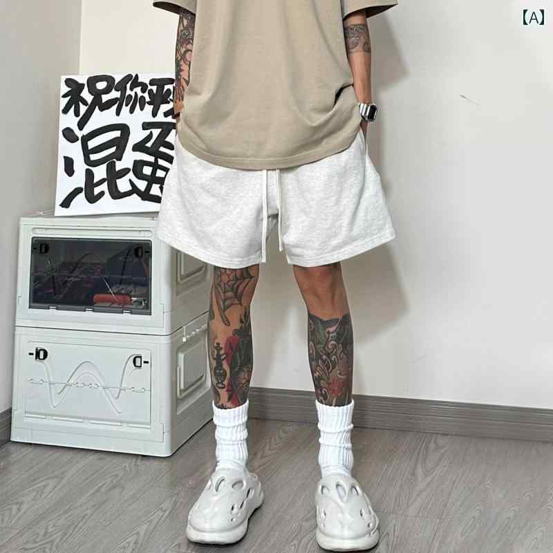 メンズ バスケットボール スタイル ウェア アメリカン ストリート 425 G ヘビー テリー コットン スポーツ ショーツ メンズ 夏な バスケットボール 5 点 カジュアル パンツ