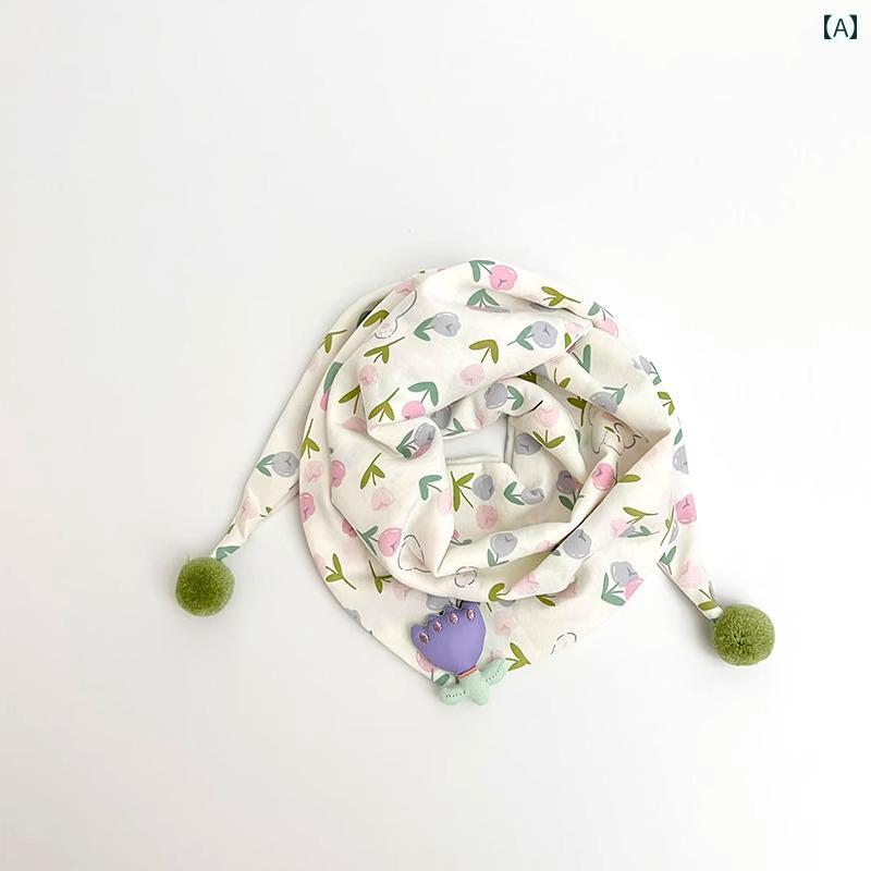 子供用 マフラー カジュアル チューリップ ベビー スカーフ 子供用 綿 小さい 正方形 タオル 春秋 薄手..