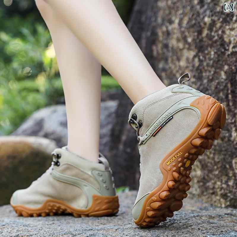 登山 ブーツ アウトドア 女性用 プロ 革 アウトドア ハイカット ハイキング シューズ 防水と 滑り止め..