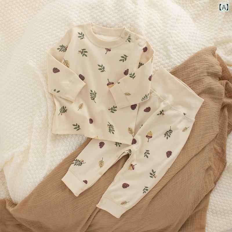 ベビー 薄手 パジャマ ベビー 春秋 スプリット スーツ メンズ レディースの ホーム 服 冬 下着 な 綿の オープン 80ヤード 90ヤードの