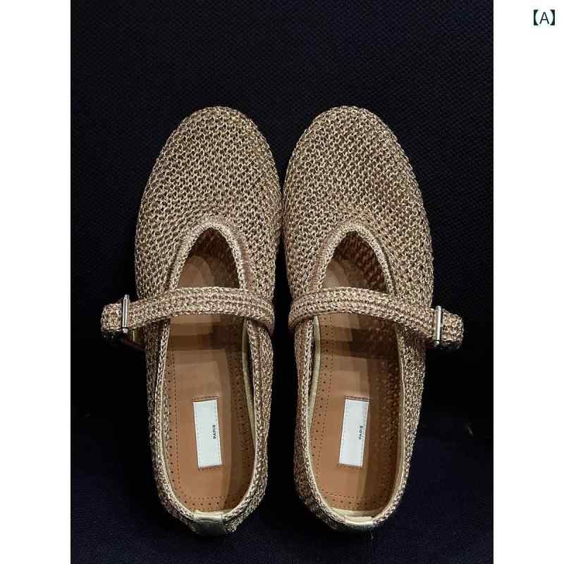 バレエ シューズ レディース ホリデー 編み込み 浅口 メリージェーン シューズ 女性用 2025 春 レトロ ..