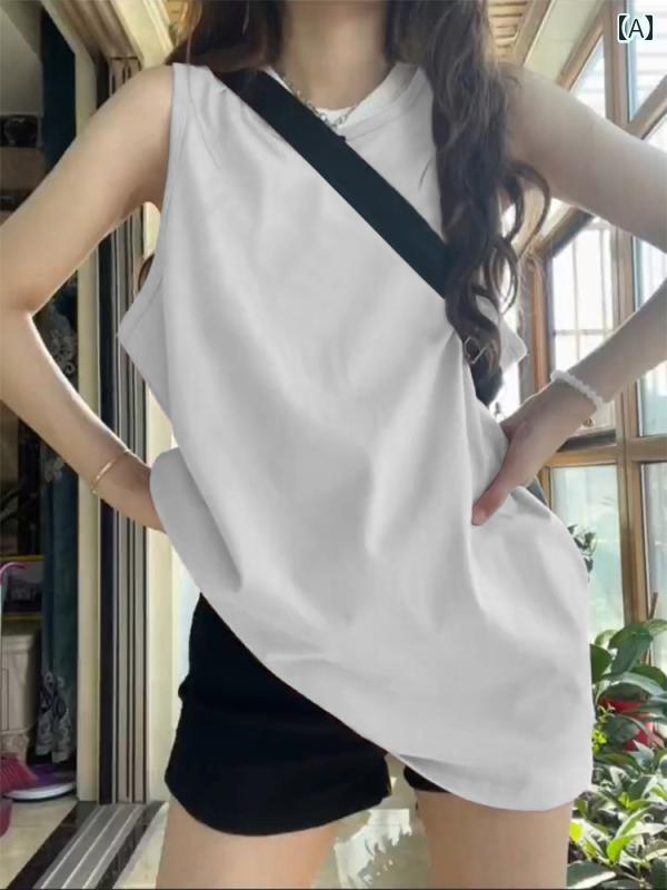 バスケスタイル レディース カップル用 ノースリーブ ベスト トップス イン 夏用 ゆったり バスケット..