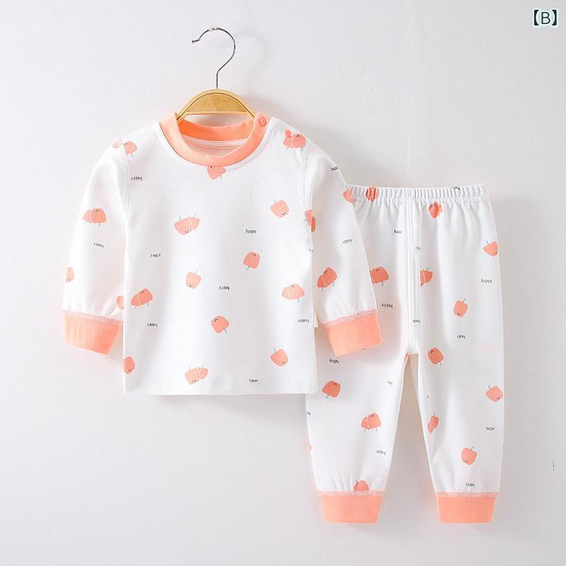 ベビー 薄手 パジャマ 赤ちゃんの 秋服と 秋 ズボンの スーツ 子供の 下着 綿の 骨...