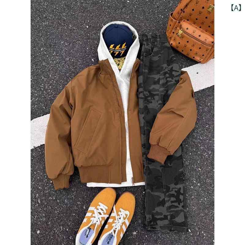 ma1 ボンバー ジャケット 男性用 クリーン フィット アメリカン ボン バー ジャケット 冬用 厚手 スタンドカラー ベースボール コットンコート。