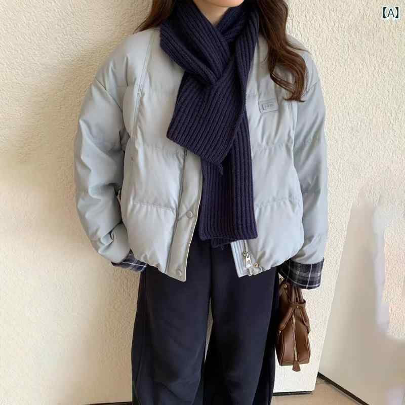 Other Jackets Jumpers - レディース ライダース 今季 美シルエット 皮ジャン ノーカラー レディース チェック 柄 パッチワーク PU レザーダウン ジャケット ショート スタイル 2025冬 ゆったり フィット 暖かい 厚手な コート スカーフとの 組み合わせに 最適。