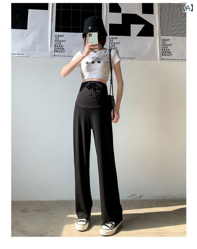マタニティパンツ ワイドレッグ 夏用 薄手 大きめサイズ 接触冷感 ゆったり ストレート ロングパンツ カジュアル ボトムス 妊婦服 軽量 吸湿速乾 普段使い