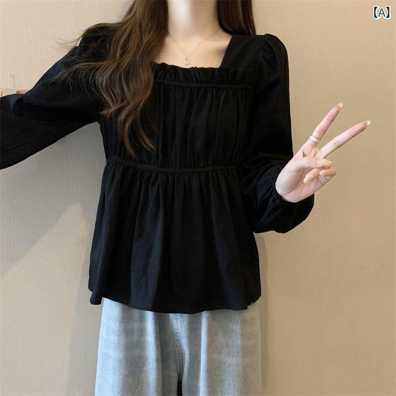 Rakuten - レディース 秋冬 長袖 シフォンブラウス ゆったり ぽっちゃり対応 お腹カバー 体型隠し シルエット 軽量 トップス シャツ 普段使い カジュアル