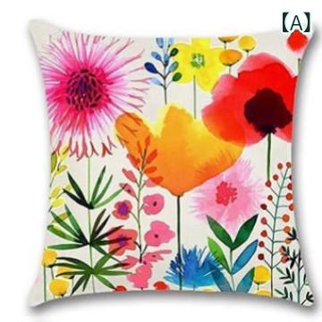 抱き枕カバー クッションカバー 春夏 花柄 麻素材 リネン プリント ホームデコレーション インテリア ソファ用 飾り 軽量 吸湿速乾 通年使いやすい