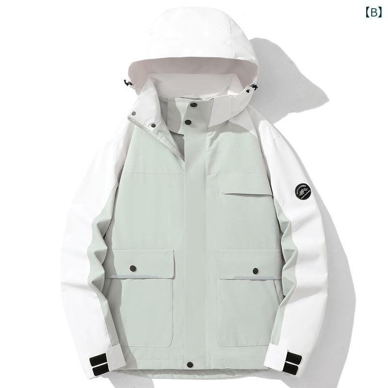 フード付きジャケット メンズ 春秋 アウトドア 登山用 通気性 防水 取り外し可能 ...
