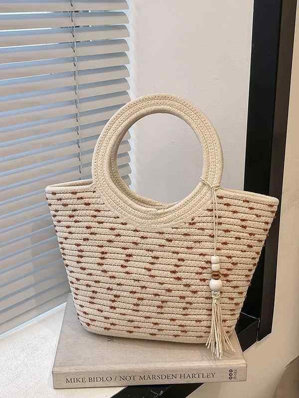Tote Bag Type - レディース 編み込み バッグ ショルダー ハンドバッグ カゴ 鞄 女性用 ファッション ストロー 素材 繊維 軽量 普段使い 万能 トート 型 夏物 通勤 通学