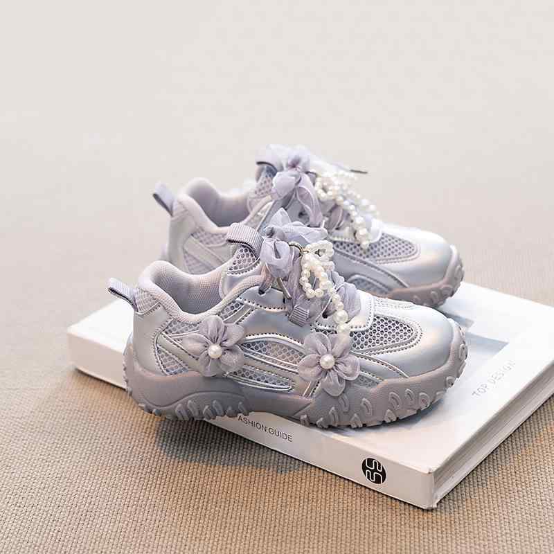 女児 スニーカー 子供 女の子 運動靴 メッシュ 通気性 春秋 プリンセス トレーニングシューズ ランニングシューズ 軽量 伸縮性 吸湿速乾 ピンク系 カジュアルスタイル