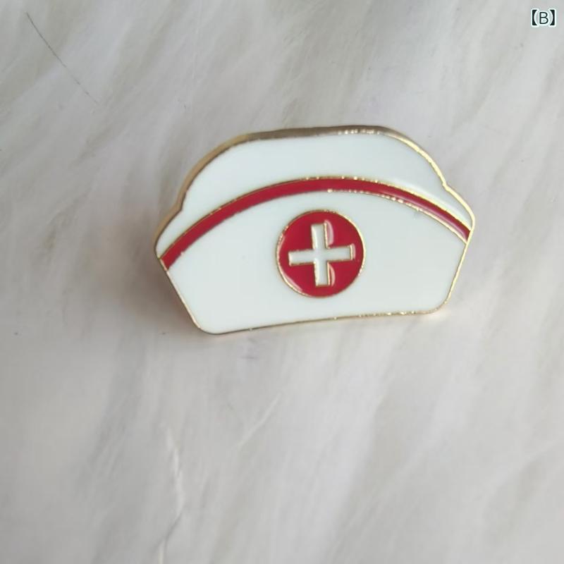 ブローチ かわいい カートゥーン 看護師 薬瓶 体温計 注射器 モチーフ 金属 バッジ 服飾 ピン アクセサリー ファッション ユーモア 日常使いの商品画像 2