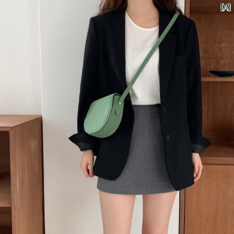 ジャケット レディース ブラック ミニ 西装 春秋 韓国 シック 西服セット テーラード スタイリッシュ クラシック スタイル 通勤用 軽量 素材