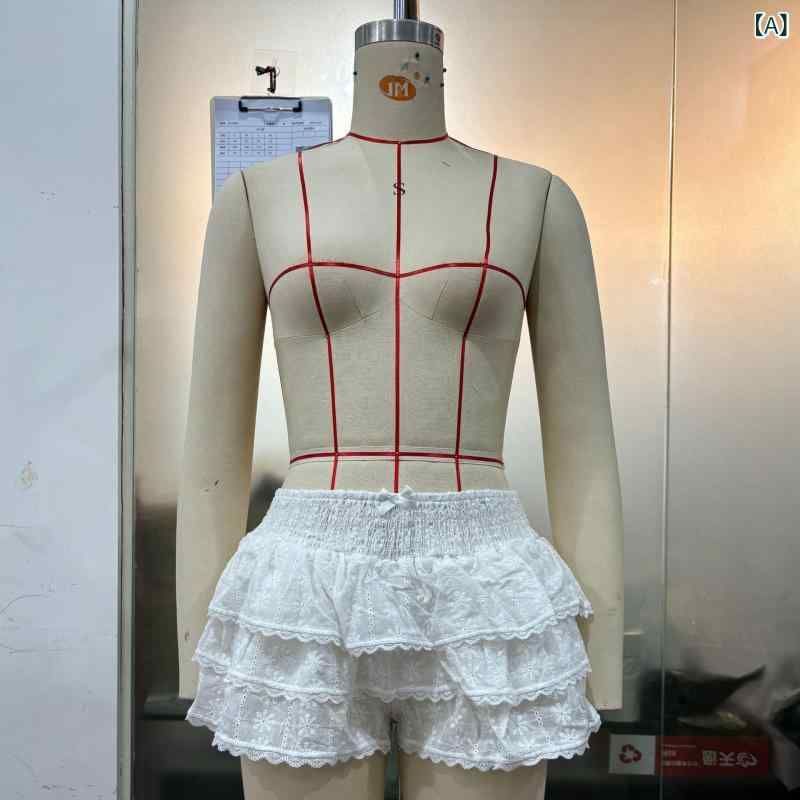 レディース ショートパンツ レース フリル かわいい セクシー 単色 ホットパンツ 夏用 軽量 伸縮性 ミニ丈 ピュアスタイル