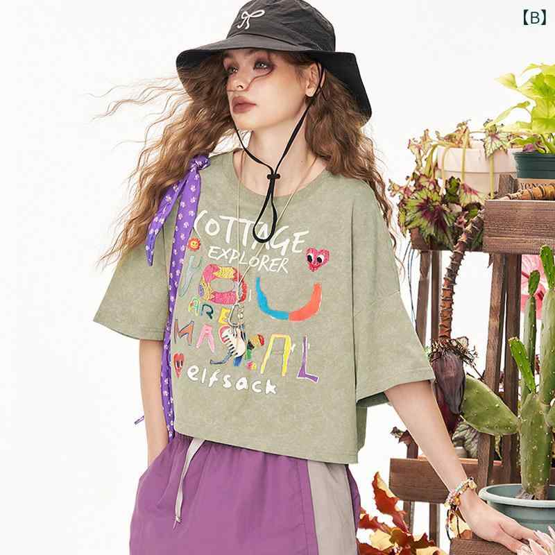 カットソー レディース おすすめ カットソー レディース おすすめ ピンク 文字の グラフィティ プリント 半袖 Tシャツ レディース 2025 夏 ゆったり カジュアル ショート トップ s-share-global-11099614 サポートシェアグローバル サンプル画像2