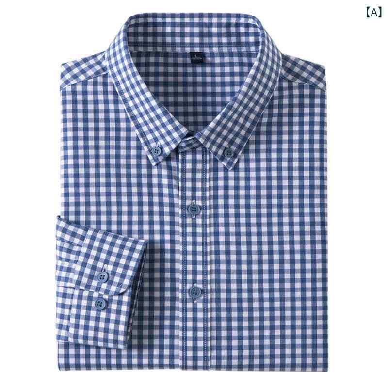 シャツ メンズ 春夏 長袖 チェック柄 ノンアイロン 抗シワ カジュアル 薄手 軽量 オフィスカジュアル ワーク 父親スタイル 普段使い
