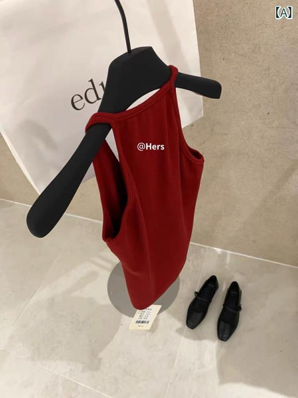 樂天商城 - レディース ハルターネック タンクトップ 胸パッド 付き サイドバスト 隠し リブ コットン トップス インナー 快適 伸縮性 軽量 吸湿速乾