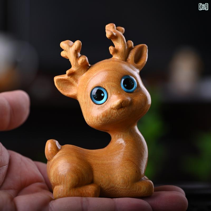 木彫り 置物 小鹿 癒し系 かわいい 梅花鹿 高級木材 デスク インテリア 子供部屋 飾り 萌え フィギュア s-share-global-10998409 サポートシェアグローバル サンプル画像2