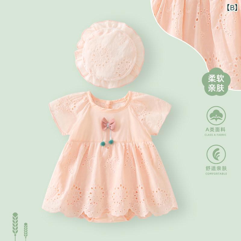 ベビー服 女児用 ロンパース ワンピース 半袖 夏用 接触冷感 薄手 カバーオール 小...