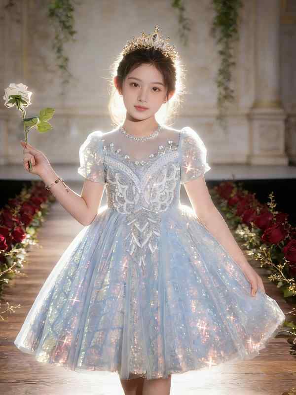 ワンピース キッズ 子供服 女の子 ドレス ピアノ発表会 衣装 高級感 結婚式 パーテ...