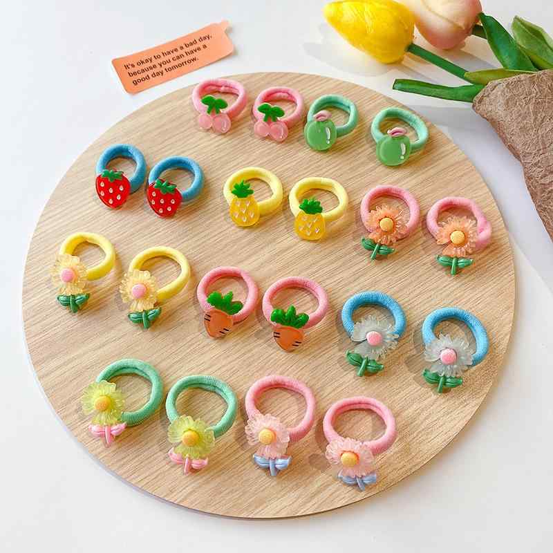 髮帶 - ヘアアクセサリー キッズ 女の子 ベビー かわいい動物柄 髪ゴム セット 小さめサイズ 伸縮性 日常使い カラフル