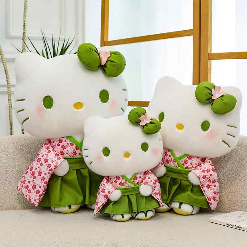 Other - ぬいぐるみ 猫 立ち姿 和服 抹茶 桜花 デザイン ふわふわ かわいい 玩具 インテリア 飾り 春夏 ギフト ラブリー 毛布素材