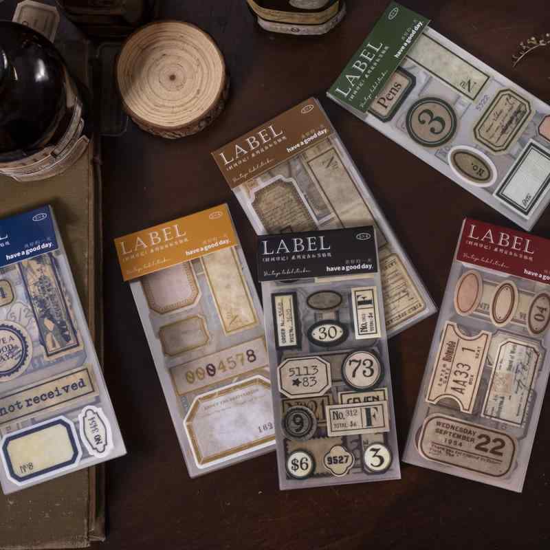 ステッカー本 手帳用 レトロ ノスタルジック ラベル コラージュ 装飾 素材 ビンテージ タグ DIY クラフト シール ペーパークラフト デコレーション アイテム