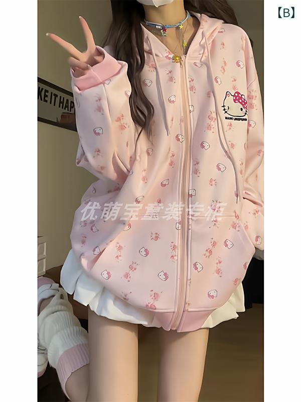 女の子用 カーディガン フード付き ゆったり ボタン前開き レース縁 韓国 春秋 キ...