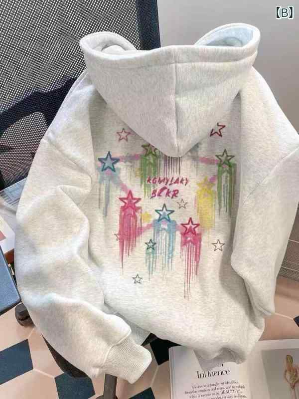 キッズ パーカー アルファベット プリント フード付き 春秋 ゆったり 男女兼用 中...
