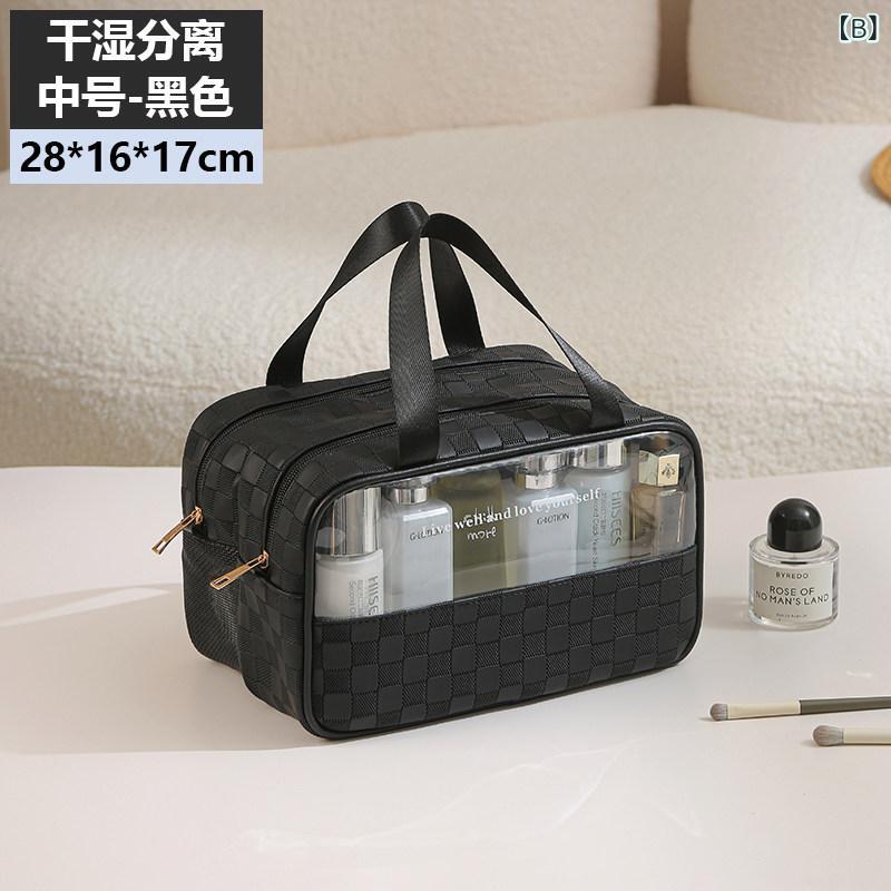 ポーチ レディース 洗面用具入れ 鞄 化粧品入れ 大容量 防水 収納袋 持ち運び 便携式 旅行用 出張用 トラベルポーチ コスメポーチ 洗面ポーチ バスルームポーチ 吊り下げ 乾湿分離 多機能 ポケット 撥水加工 耐久性 軽量 仕切り付き お風呂セット s-share-global-11115949 サポートシェアグローバル サンプル画像3
