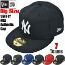 ニューエラ 帽子（メンズ） ニューエラ 59FIFTY キャップ 帽子 メンズ ビッグサイズ 大きいサイズ NEW ERA MLB Authentic CAP オーセンティック チーム ロゴ ベースボールキャップ ブランド おしゃれ スポーツ ストリート ヒップホップ ダンス 衣装 ユニセックス 黒 赤 青