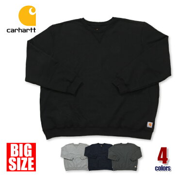 カーハート トレーナー 大きいサイズ メンズ レディース クルーネック スウェット CARHARTT USAモデル 無地 ロゴ 裏起毛 厚手 ヘビーウェイト ビッグシルエット ゆったり ブランド ストリート ヒップホップ ダンス 衣装 3XL 4XL グレー 黒 紺 チャコール K124