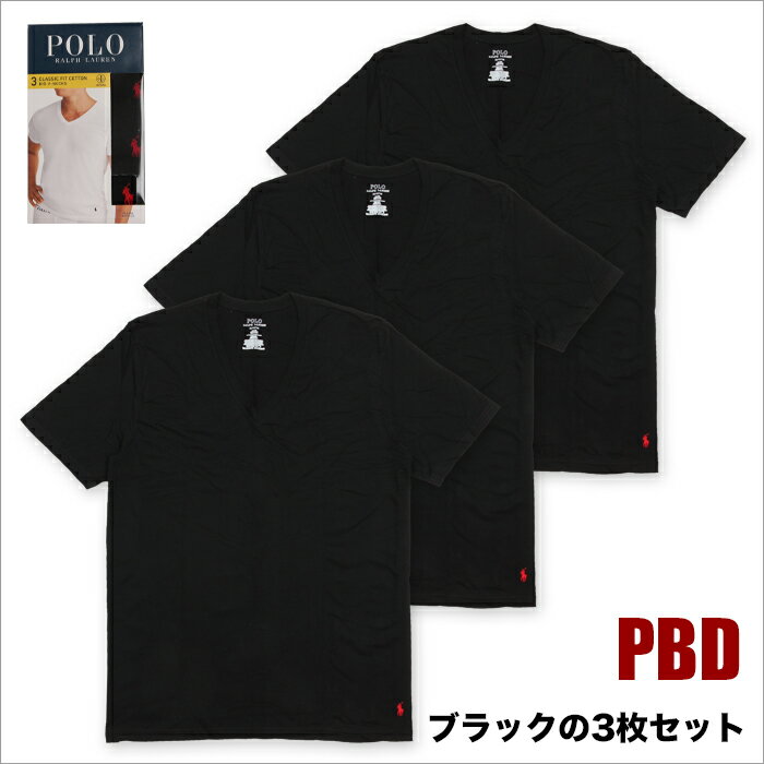 【ビッグサイズ】【3枚セット】【XL～4XL】ラルフローレン Vネック Tシャツ メンズ 大きいサイズ POLO RALPH LAUREN 半袖 無地 ビッグサイズ Tシャツ インナー 綿 コットン100％ アメカジ USA ブランド ファッション プレゼント 男性 白 黒 XL 2XL 3XL 4XL