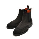 【SALE】 サントーニ Santoni スエード ブローグチェルシーブーツ サイドゴア シューズ ウィングチップ 秋冬 メンズ グレイッシュ ブラウン グッド...