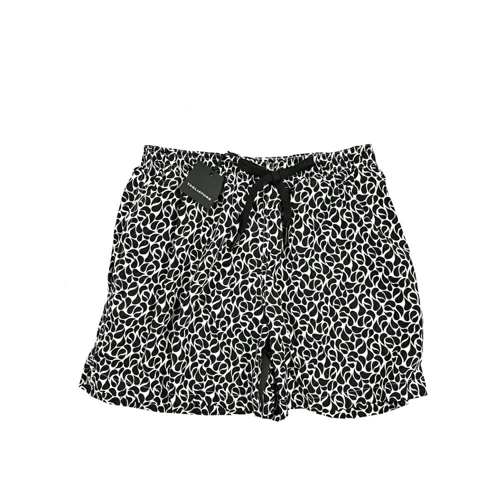 【P20倍】 タリアトーレ TAGLIATORE 【2025年 春夏新作】 水着 スイムウェア ショーツ 海パン ショートパンツ ウエストゴム ドローコード 春夏 メンズ ポリエステル 100% 総柄 ホワイト ブラック イタリア ブランド MADE IN ITALY