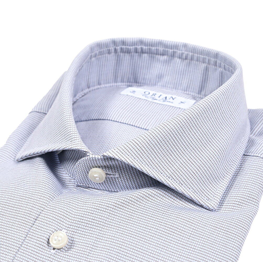 乐天商城 - 【スーパーSALE】【半額以下】 オリアン ORIAN Vintage Classic ヴィンテージ クラシック ドレスシャツ ワイシャツ ホリゾンタルカラー 長袖 メンズ コットン 100% 織柄 ブルー イタリア ブランド