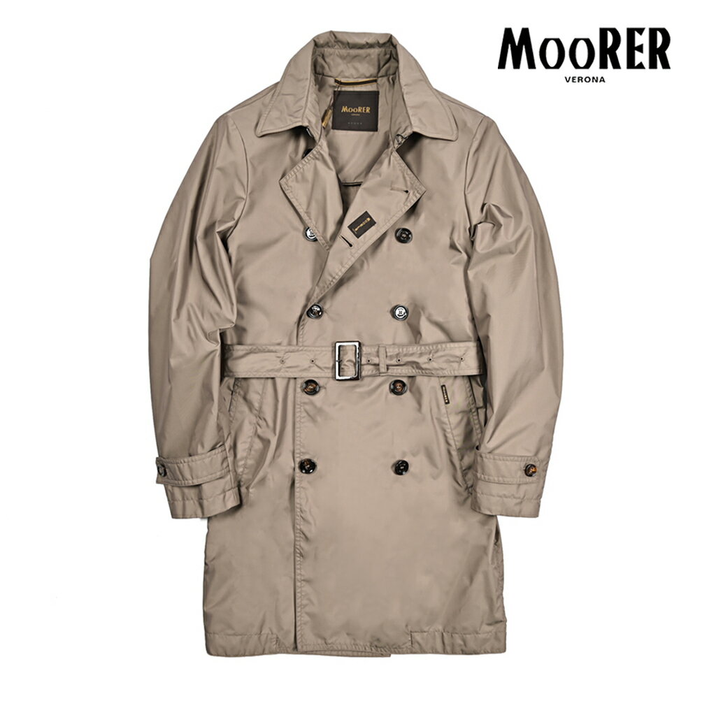 Rakuten - 【春夏先行セール】【半額以下】 ムーレー MOORER MELFI-WK トレンチコート スプリングコート ダブルブレスト 春夏 メンズ ライトアウター ACQUA RESISTANT 撥水透湿 ポリエステル 100% ブラウン イタリア ブランド MADE IN ITALY