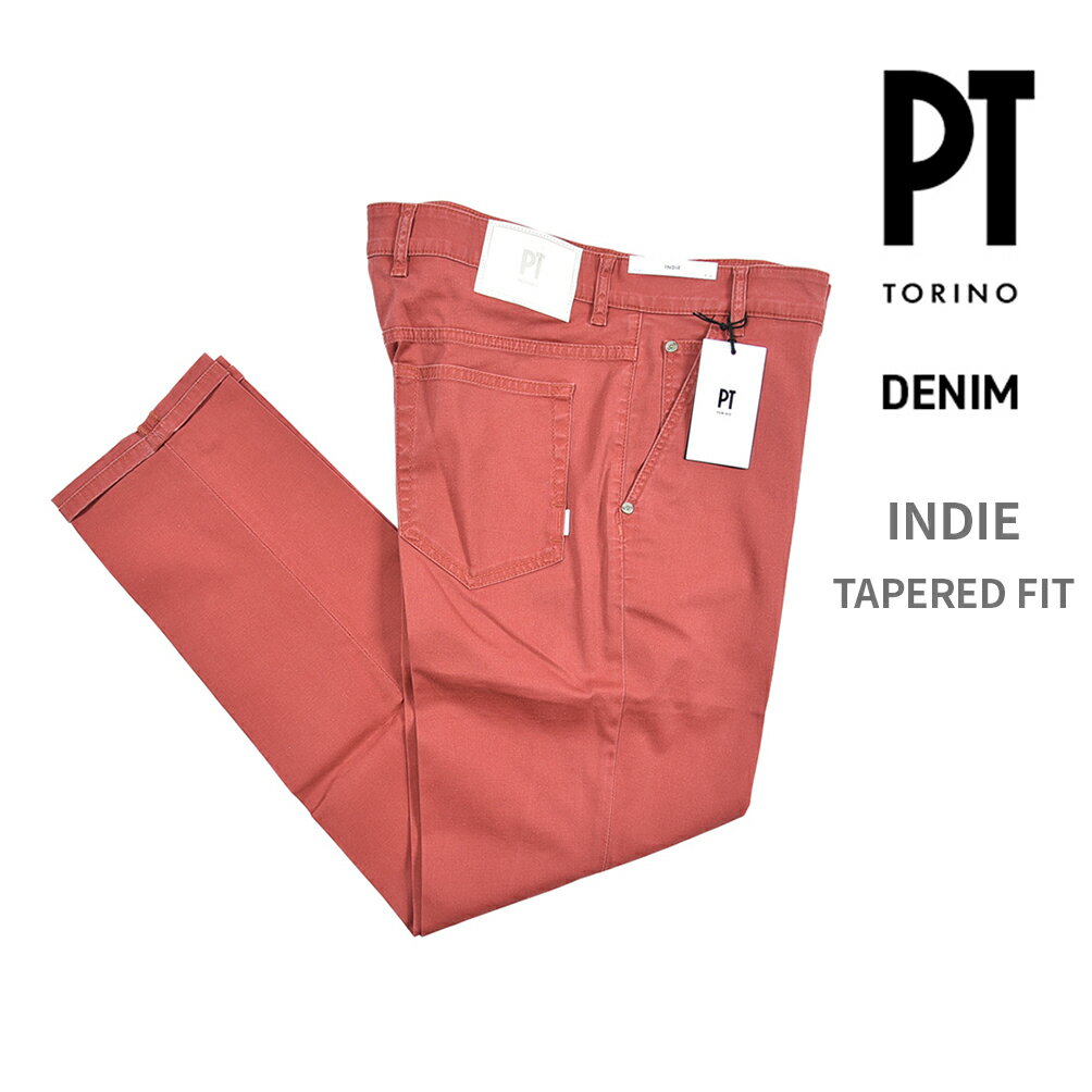 乐天商城 - 【スーパーSALE】【半額以下】 ピーティートリノ デニム PT TORINO DENIM INDIE インディ TAPERED FIT テーパードフィット カラーデニム チノ パンツ 春夏 メンズ コットン リヨセル ストレッチ ピンク イタリア ブランド PT05