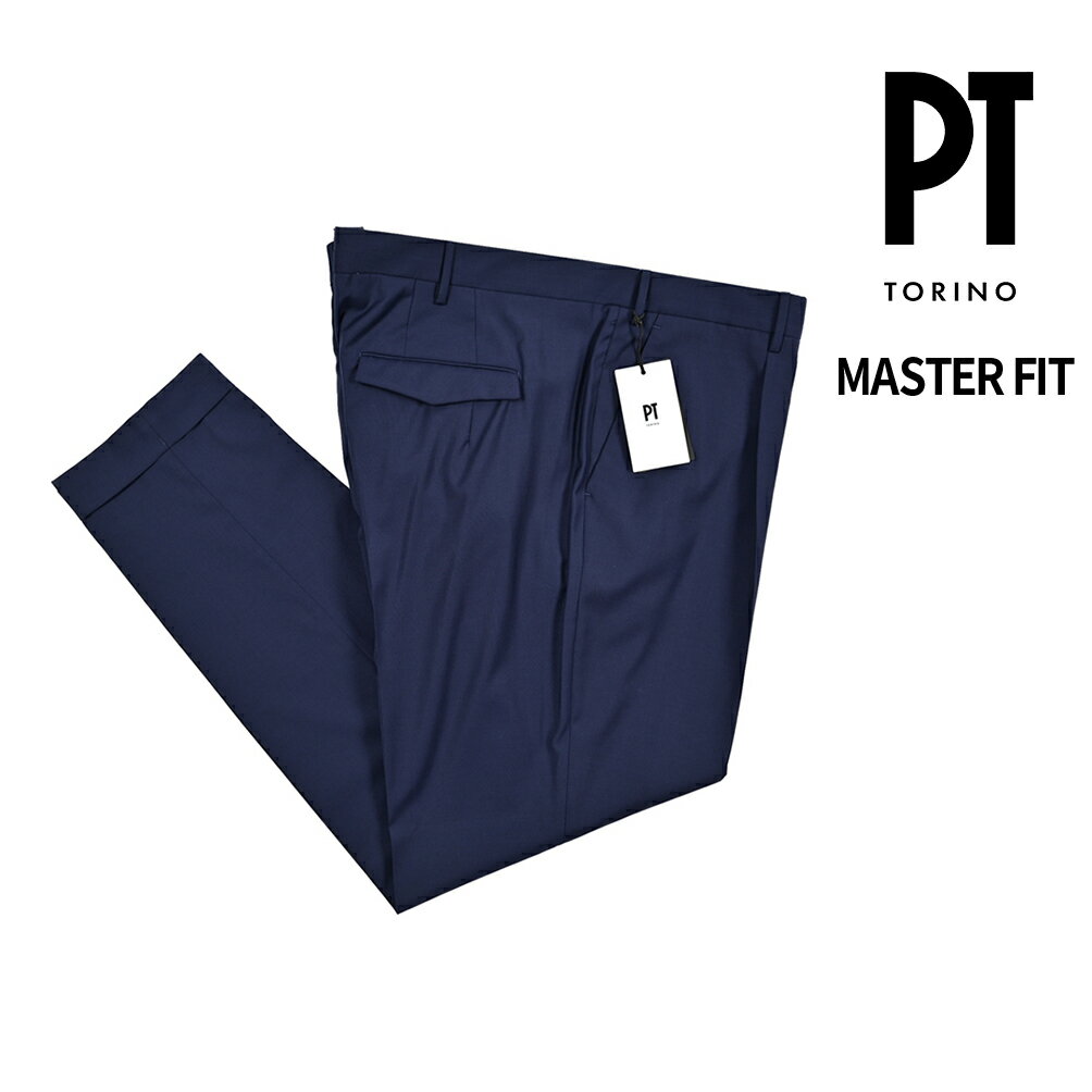 Rakuten - 【SALE】【半額以下】 ピーティートリノ PT TORINO MASTER FIT マスターフィット スラックス ワンタック 1プリーツ パンツ 春夏 メンズ ヴァージンウール ストレッチ ネイビー イタリア ブランド PT01