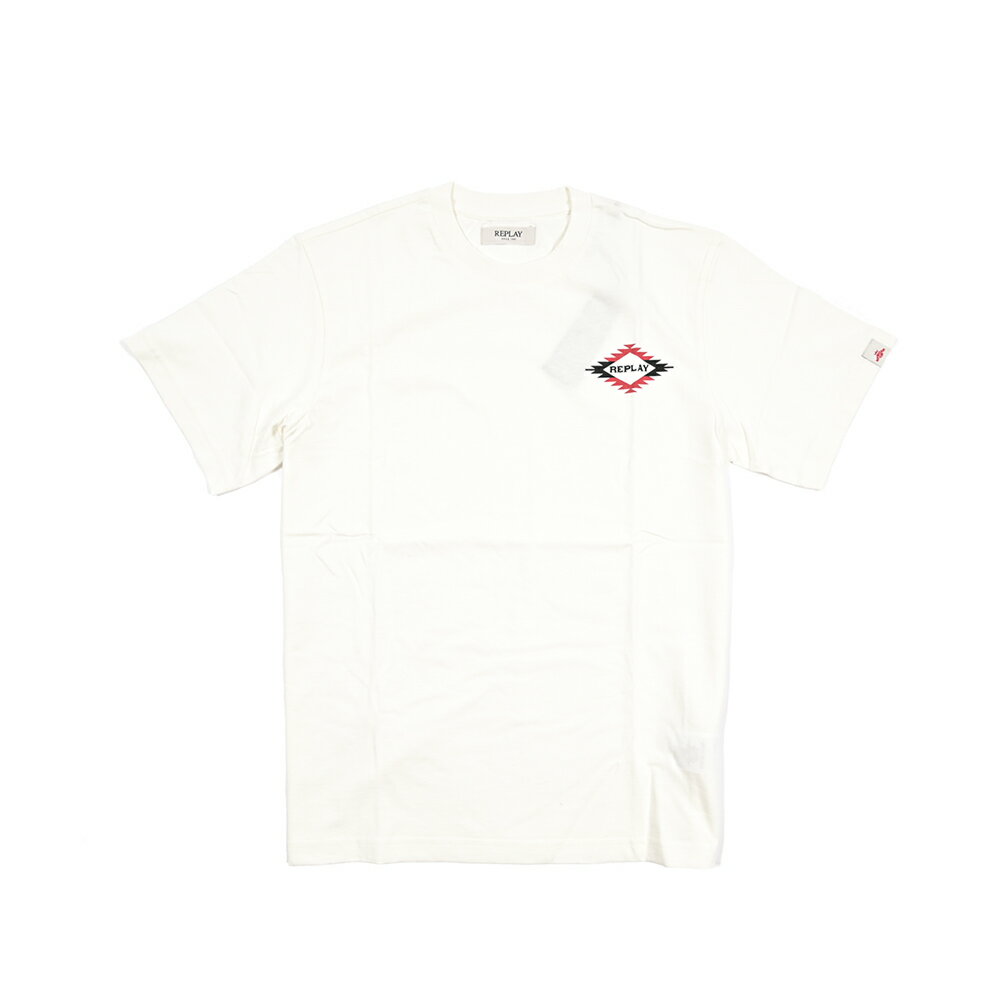 Rakuten - 【半額以下】【70％OFF】 リプレイ REPLAY ロゴ Tシャツ カットソー 半袖 クルーネック 春夏 メンズ コットン 100% ロゴ ホワイト イタリア ブランド