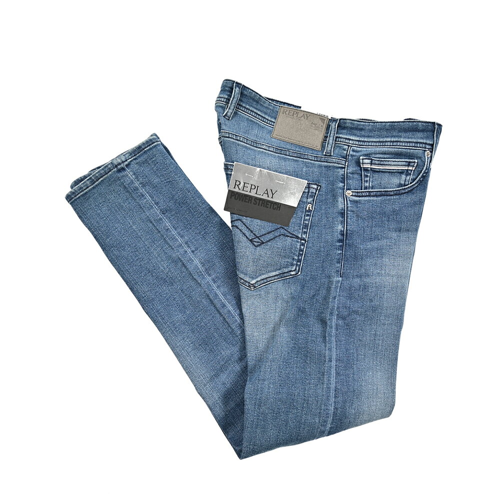 Rakuten - 【クリアランス】【半額以下】 リプレイ REPLAY GROVER グローバー デニムジーンズ ストレッチパンツ メンズ STRAIGHT FIT ストレートフィット POWER STRETCH パワーストレッチ コットン ブルー イタリア ブランド MA972Z