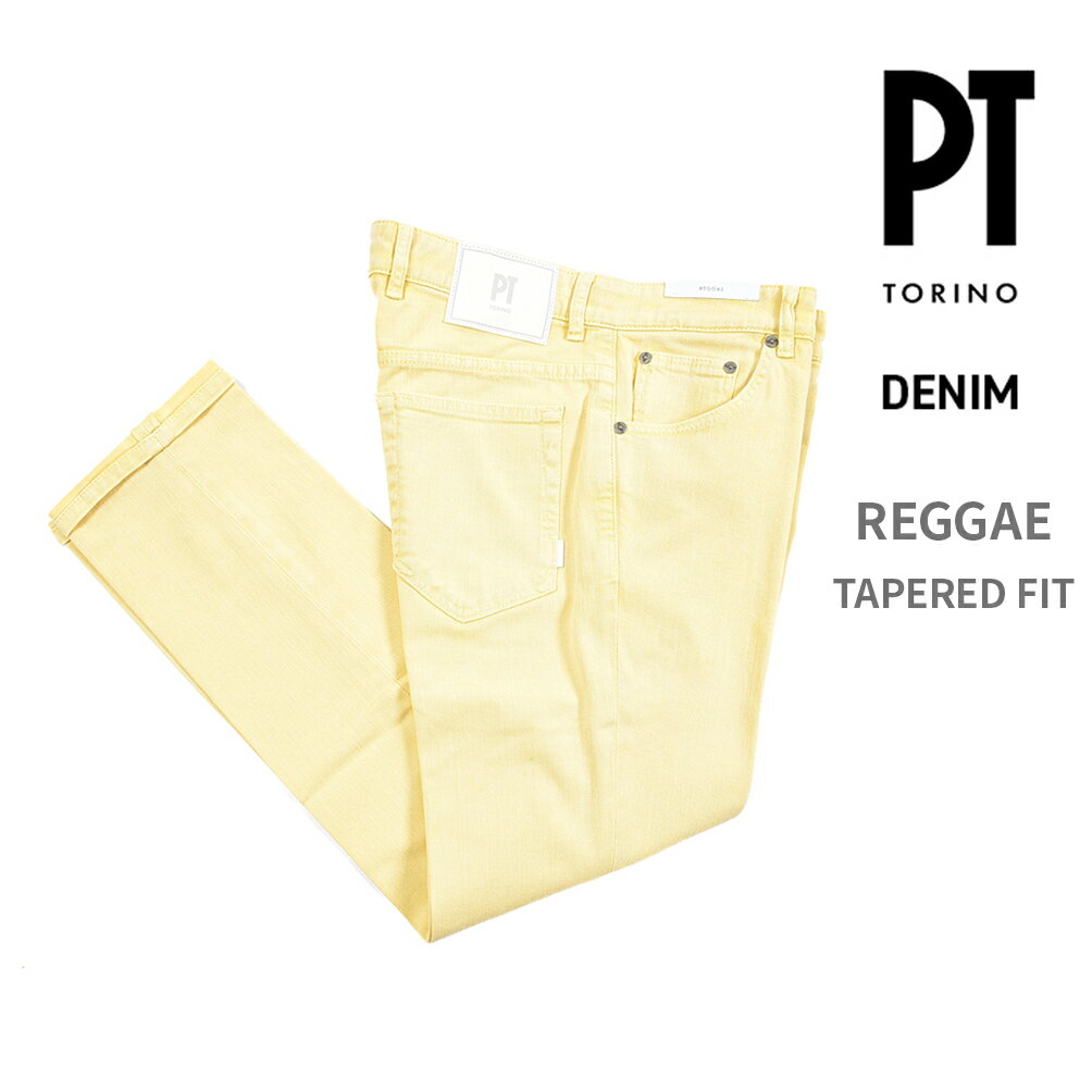 Rakuten - 【春夏先行セール】【半額以下】 ピーティートリノ デニム PT TORINO DENIM REGGAE レゲエ TAPERED FIT テーパードフィット デニム ジーンズ 5ポケット パンツ 春夏 メンズ コットン ストレッチ イエロー イタリア ブランド PT05