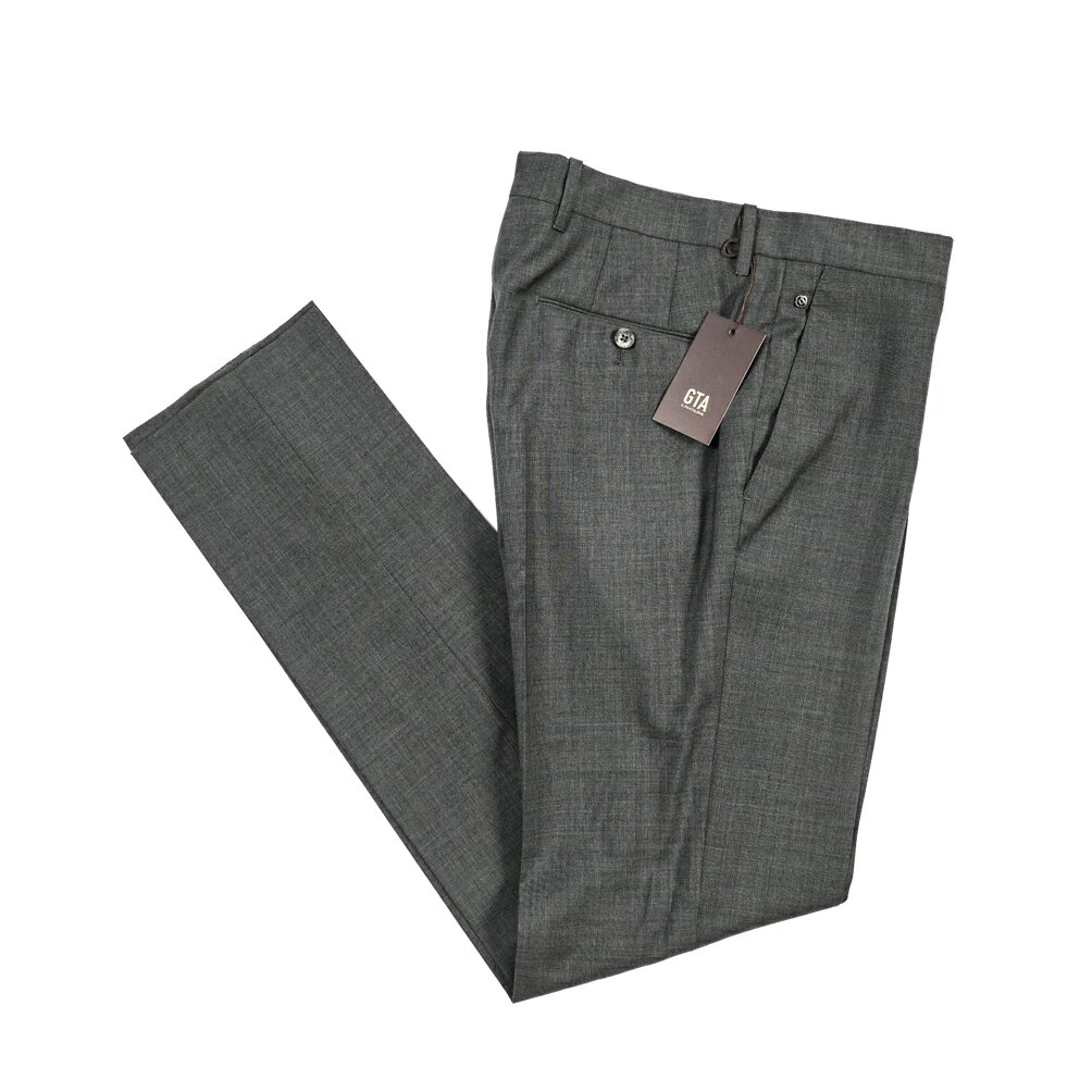 乐天商城 - 【春夏先行セール】【40％OFF】 ジーティーアー GTA 800 G SL SLIM スリム スラックス ノータック パンツ 春夏 メンズ ウール 100% ダークグレー イタリア ブランド