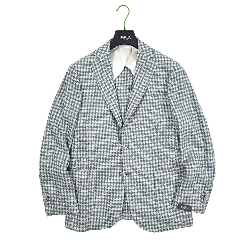 樂天商城 - 【SALE】 バルバ BARBA 【2026年 春夏新作】 JACKET JIM2 テーラードジャケット 2Bシングル 春夏 メンズ ヴァージンウール シルク リネン コットン チェック ライトブルー MADE IN ITALY