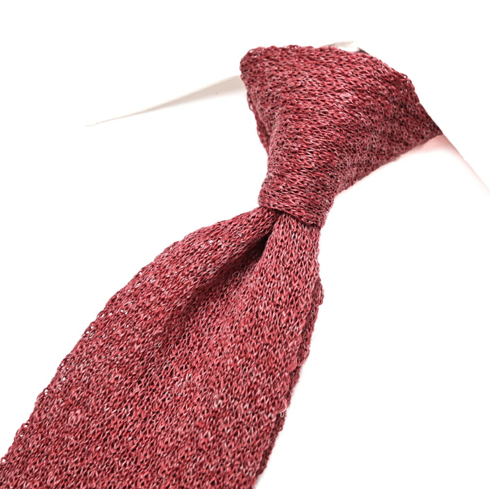 Rakuten - 【SALE】【P20倍】 バルバ BARBA ネクタイ ニットタイ メンズ cucito a mano 手縫い仕立て リネン 100% レッド イタリア ブランド MADE IN ITALY ビジネス ギフト プレゼント ラッピング無料