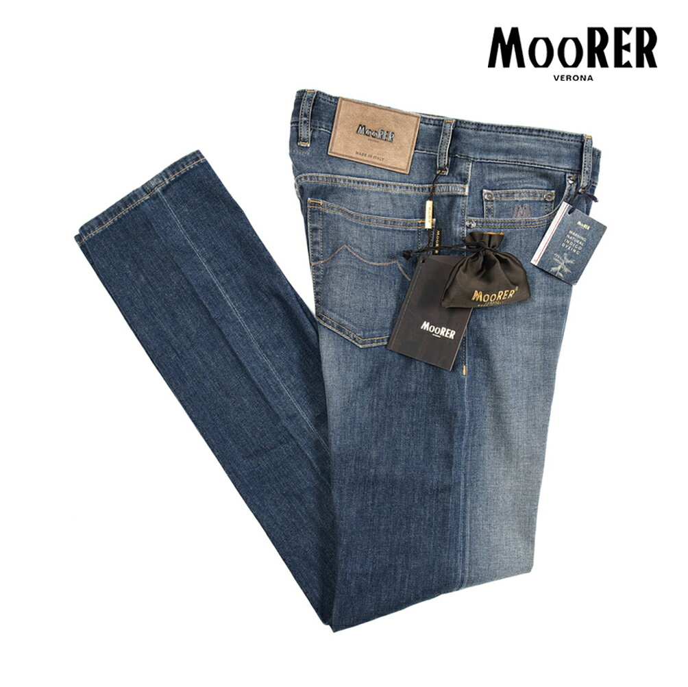 Rakuten - 【春夏先行セール】【半額以下】 ムーレー MOORER PILON-PS705 デニムジーンズ 5ポケット パンツ メンズ Japanese Fabric コットンストレッチ ブルー イタリア ブランド MADE IN ITALY