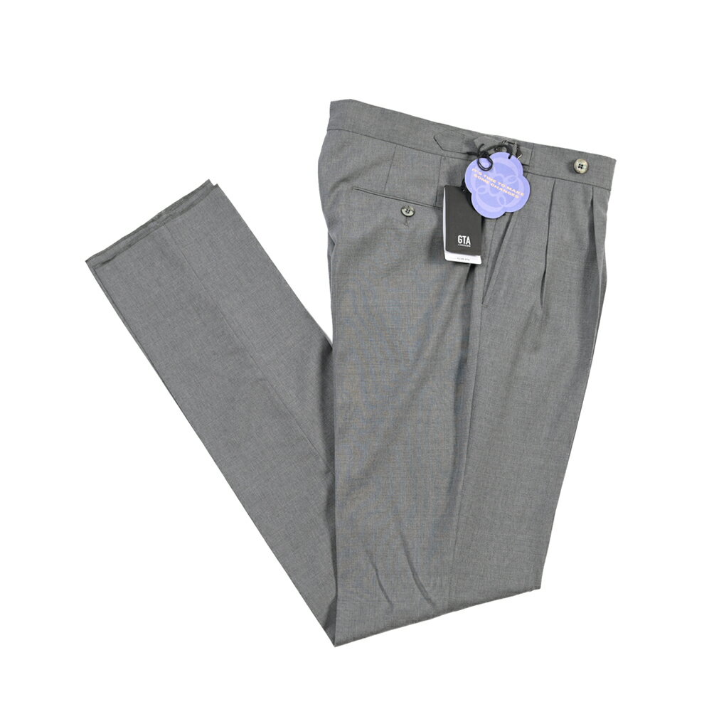 乐天商城 - 【春夏先行セール】【40％OFF】 ジーティーアー GTA HERRICK エリック COMFORT コンフォート ウールスラックス ツータック グルカパンツ サイドアジャストベルト 春夏 メンズ ヴァージンウール 100% グレー イタリア ブランド