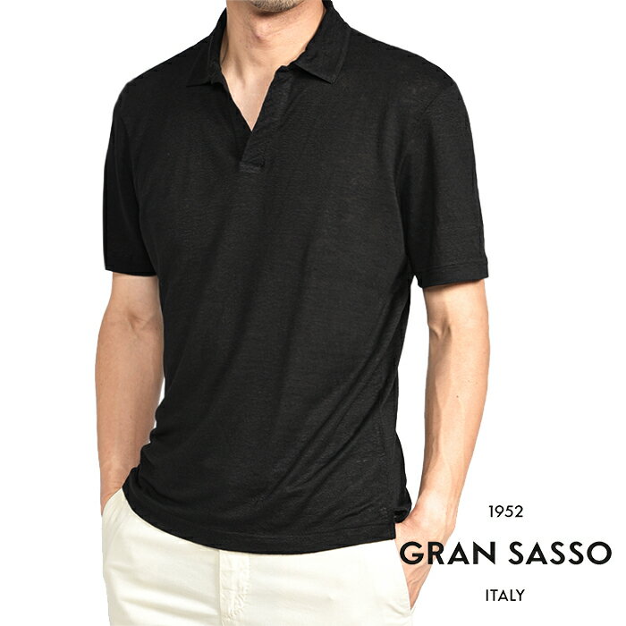 ★麻100％★ GRAN SASSO ポロシャツ 半袖 イタリア製 黒 L相当 楽天市場】グランサッソ 半袖（ポロシャツ｜トップス）：メンズ