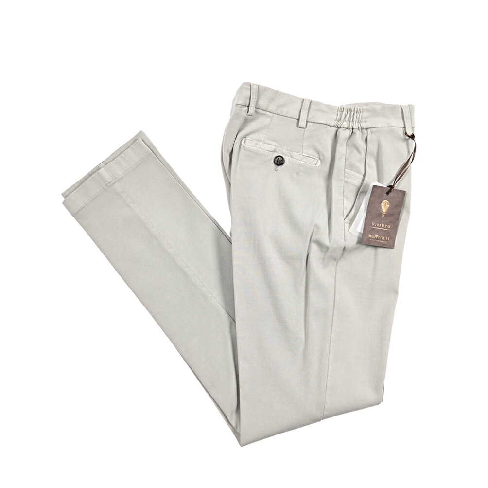 Rakuten - 【SALE】【半額以下】 ベルウィッチ BERWICH MORELLO ELAX モレロ コットンスラックス ノータック チノ パンツ 秋冬 メンズ コットン ビスコース ストレッチ グレー イタリア ブランド MADE IN ITALY